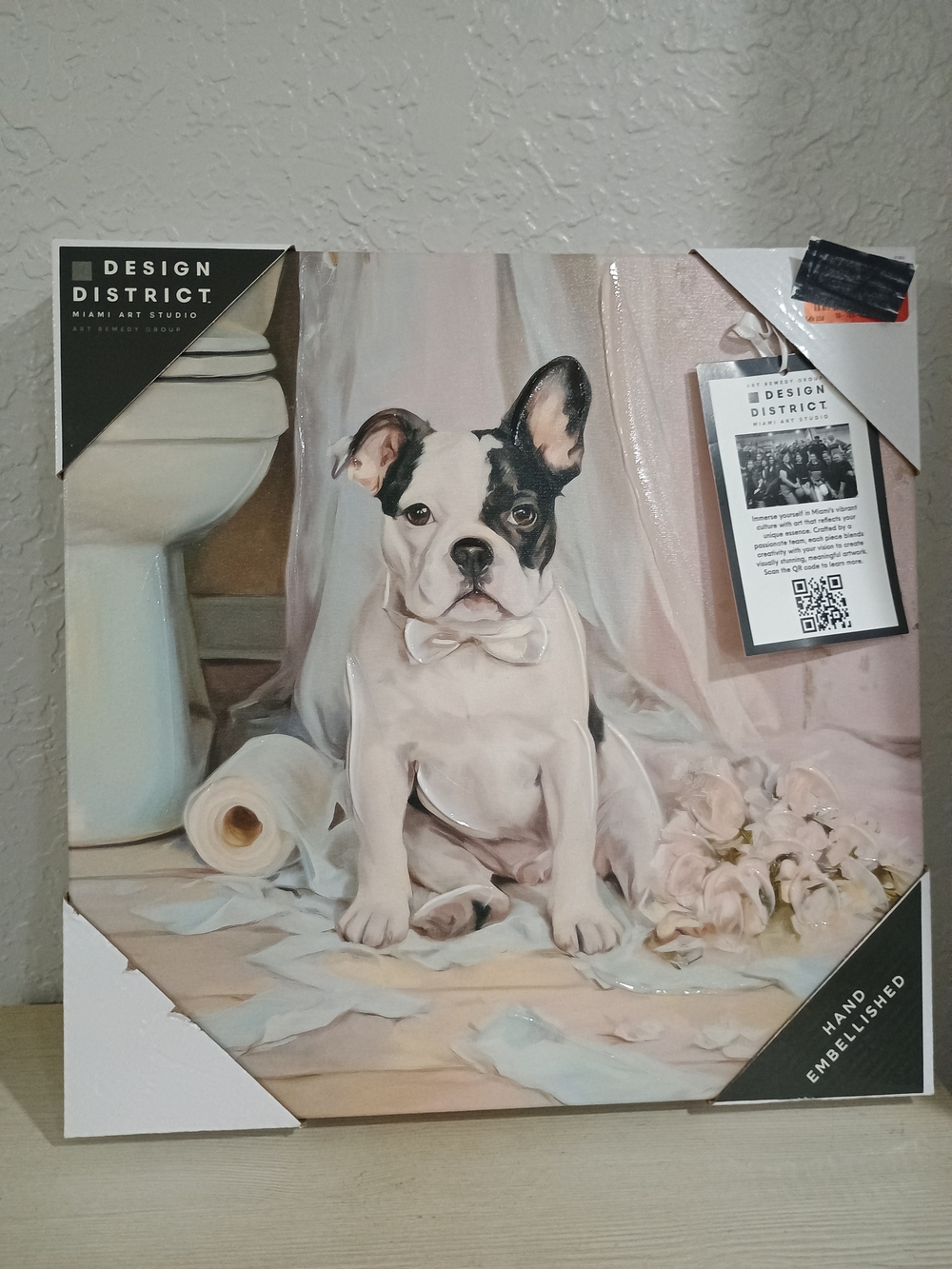 District White & Black French Bulldog Canvas Wall Art